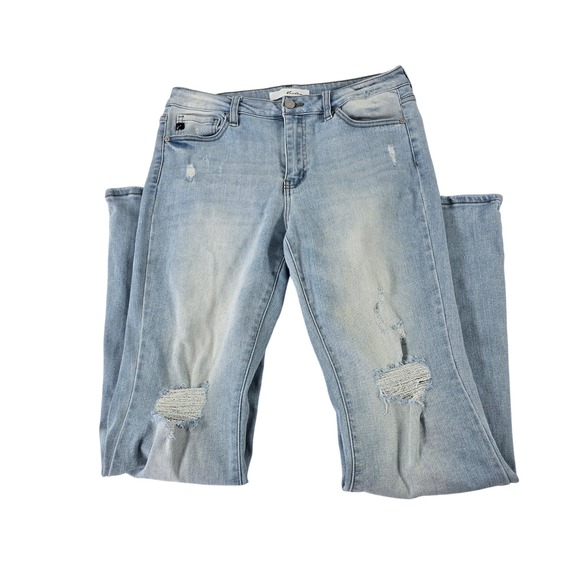 KanCan Denim - KanCan Women Light Wash Distressed Flare Leg Jean KC7189L Size 11 29 Distressing